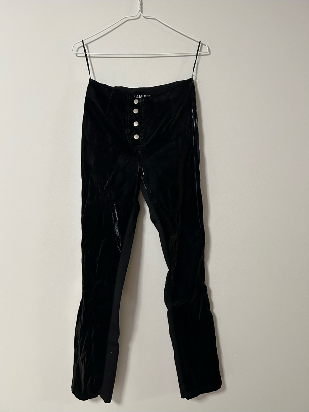 I.AM.GIA  Black Velvet Button-Front Leggings